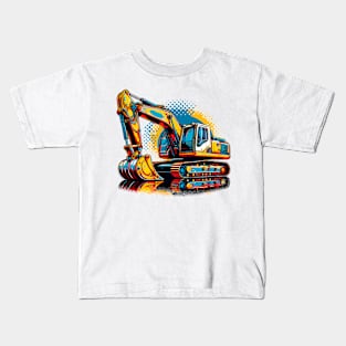 Excavator In A Pop Art Style Kids T-Shirt